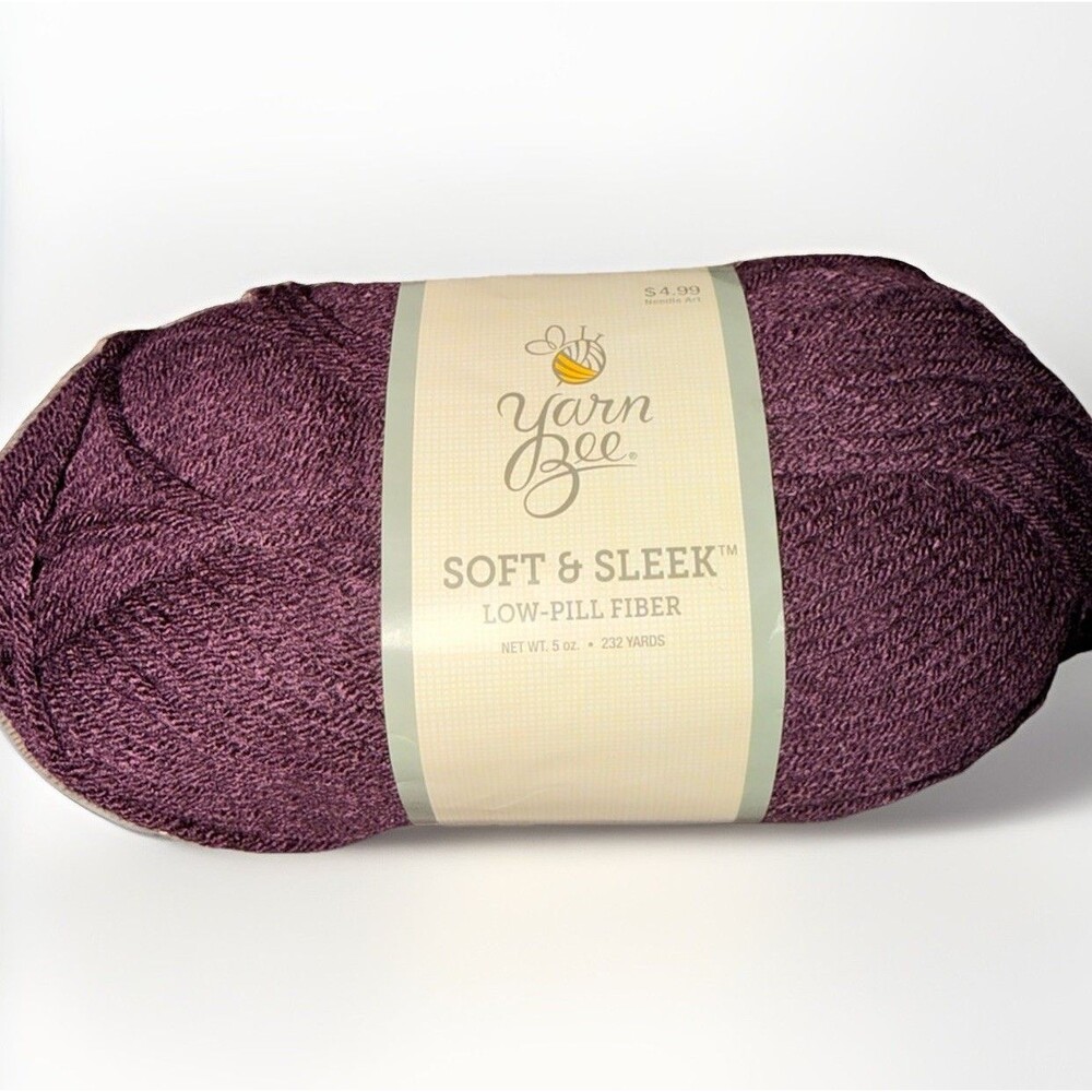 Yarn Bee Soft & Sleek Low Pill Acrylic Yarn 5oz 232 Yds 4 Medium Worsted Plum